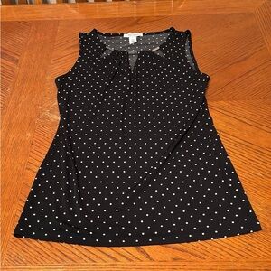 White House Black Market Sleeveless Black Polka Dot Top Metal Bars Small